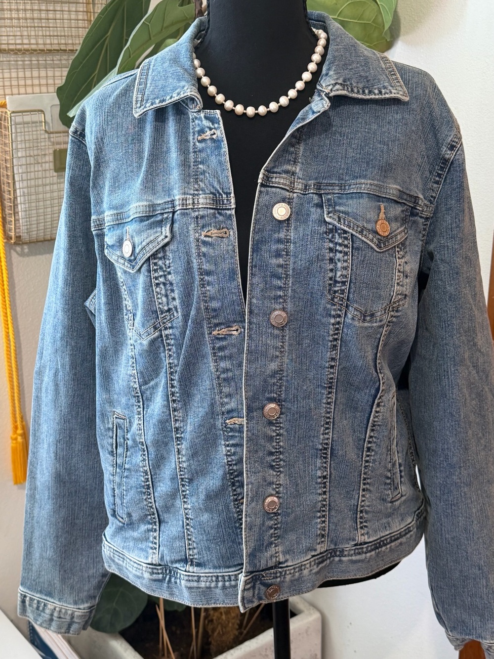 Maurices Light Blue Denim Jacket with Button Front